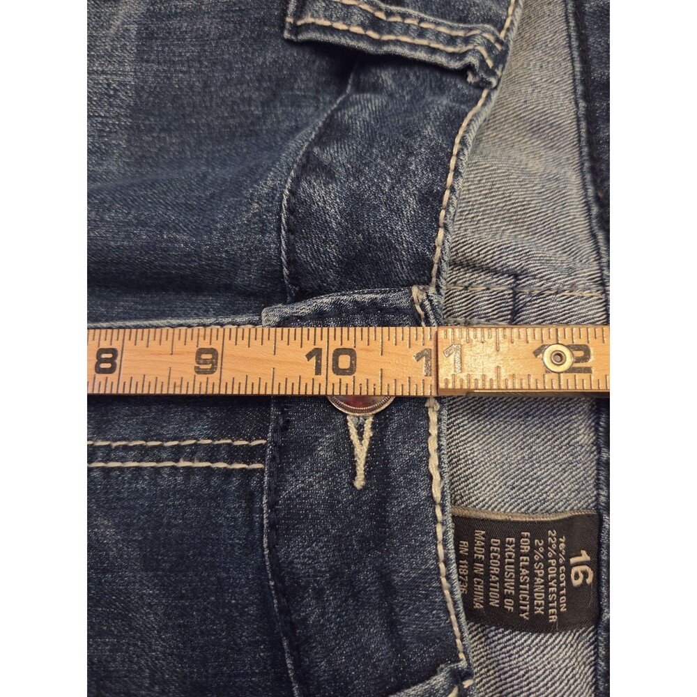 Love X Nation Women's Size 16 Bootcut Jeans Cross Bling Y2K Dark Wash 36x33.5 - Picture 8 of 9